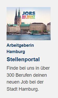 Ein Screenshot mit dem Titel "Arbeitgeberin Hamburg"